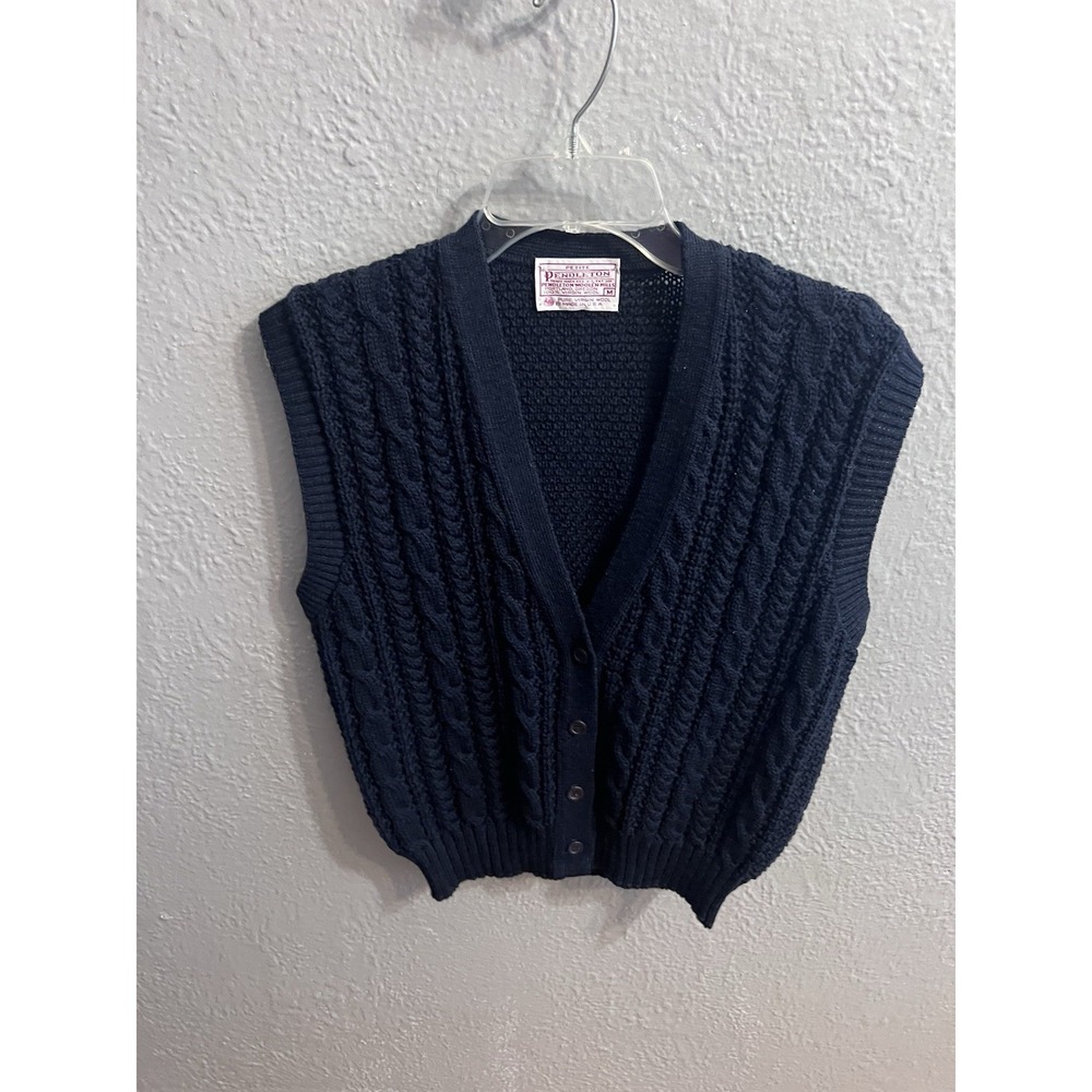Pendleton Navy Cable Knit Vest - image 2